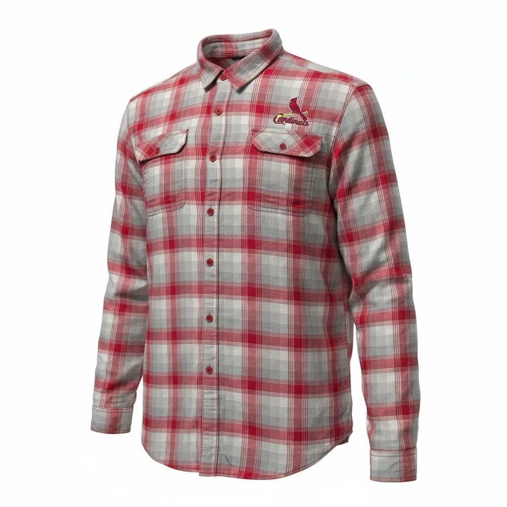 Flannel Shirt Columbia XXL Mens Red Excellent St Louis Cardinals Flare Gun Plaid